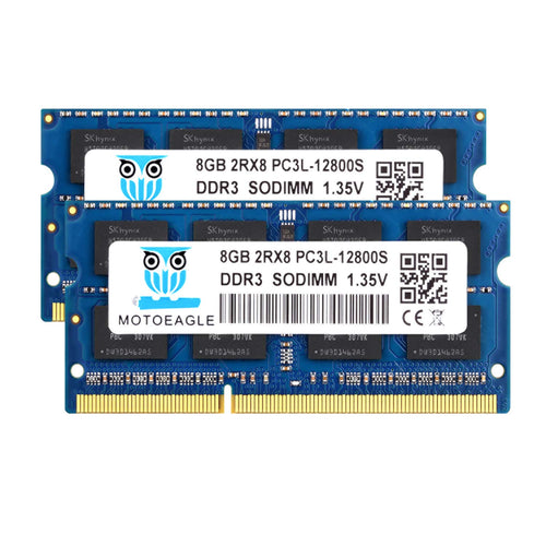 Laptop RAM DDR3L 1600 MHz SODIMM 16GB Kit 2x8GB 204-Pin Non-ECC