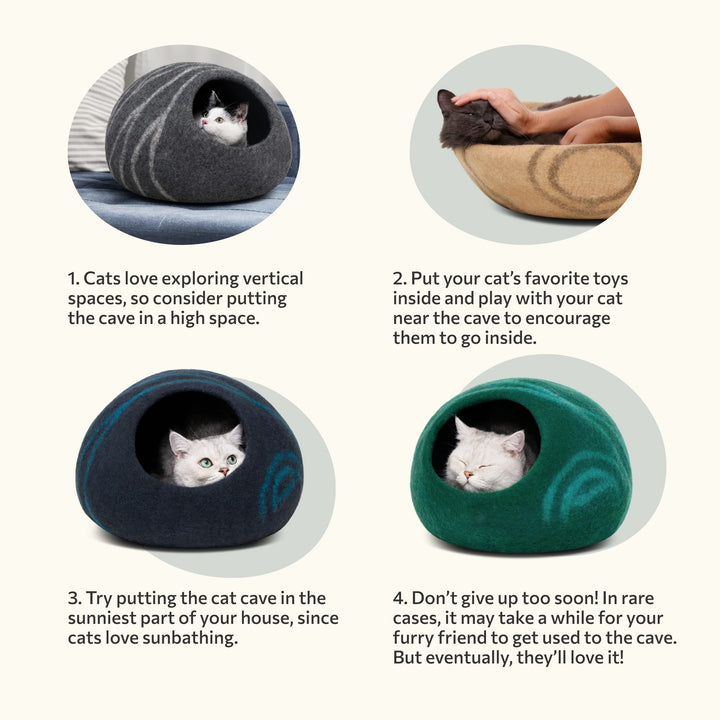 Katzenbett Merinowolle handgefilzt 2-in-1 Höhle &amp; Bett - Bild 7
