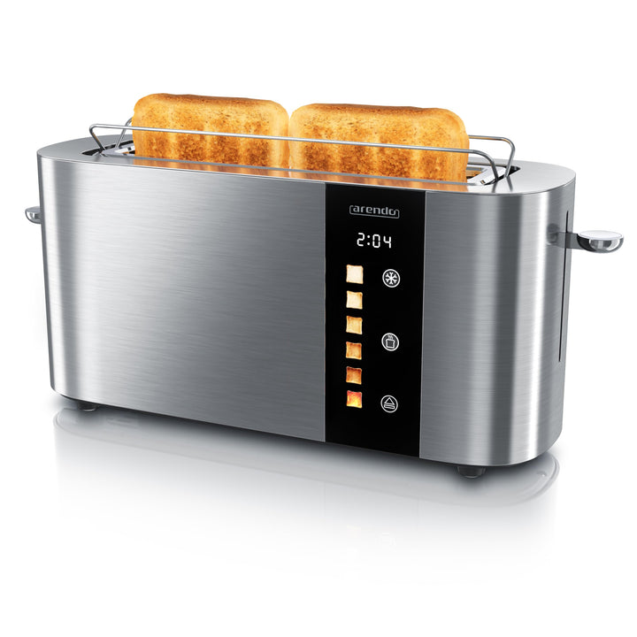 Langschlitz-Toaster 2 Scheiben Edelstahl mit Touchscreen und Restzeitanzeige