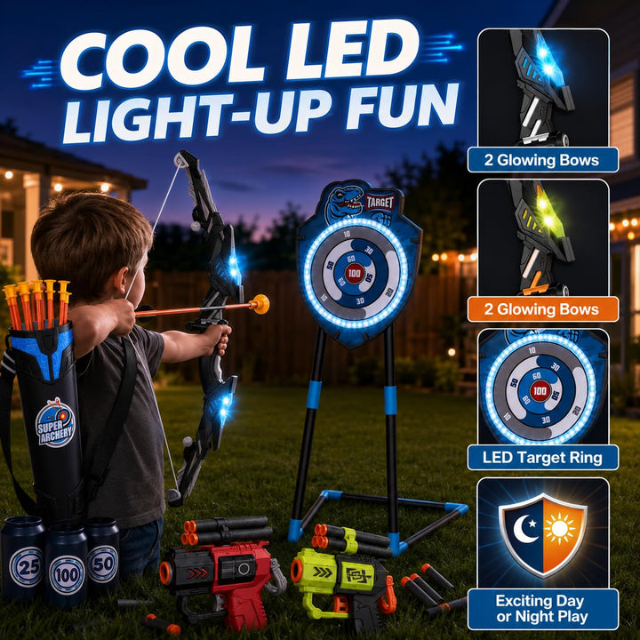 LED Bogenschiesset Kinder 4-12 Jahre mit Zielscheibe 2er-Set - Bild 2
