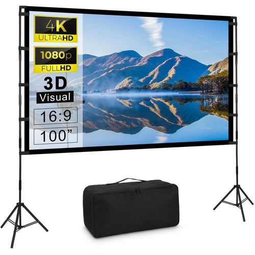 Beamer Leinwand mit Stativ 100 Zoll 16:9 faltfrei für Outdoor