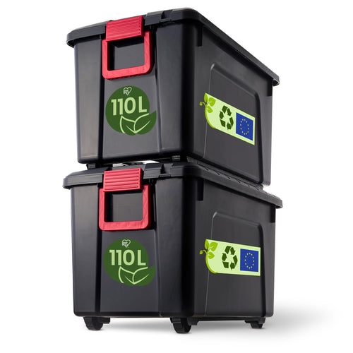 Aufbewahrungsbox Kunststoff 110 l stapelbar 2er-Set für Garage