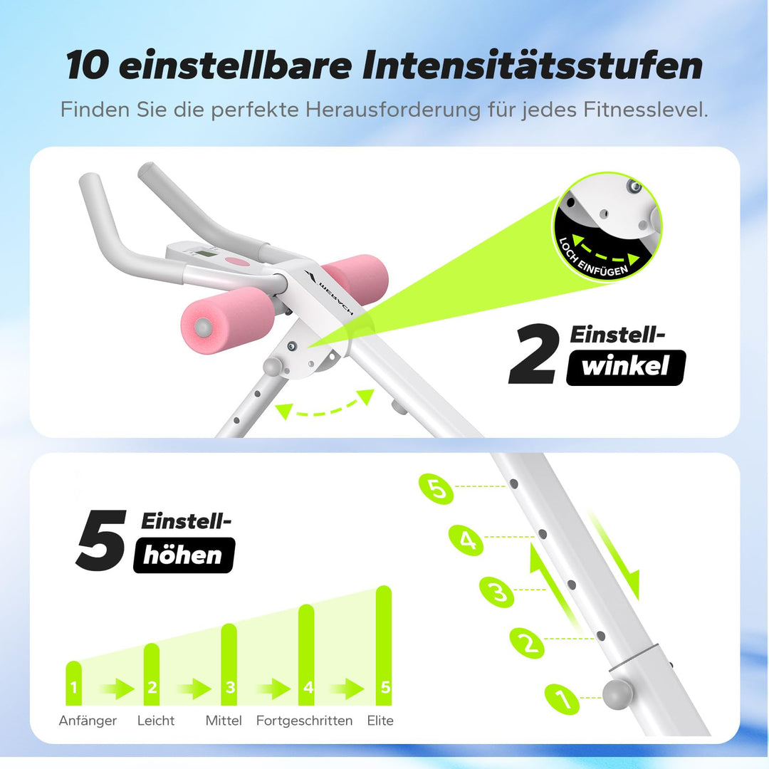 Bauchtrainer Multifunktional mit LCD-Monitor faltbar Rosa - Bild 3