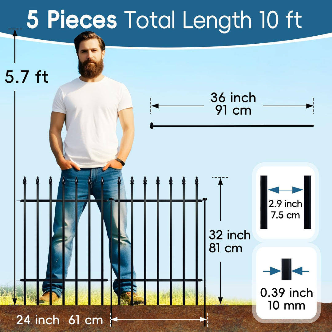 Metall Gartenzaun Beetbegrenzung 81 cm hoch, 5er-Set 3 m - Bild 6