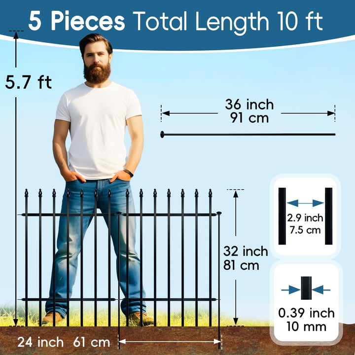 Metall Gartenzaun Beetbegrenzung 81 cm hoch, 5er-Set 3 m - Bild 6