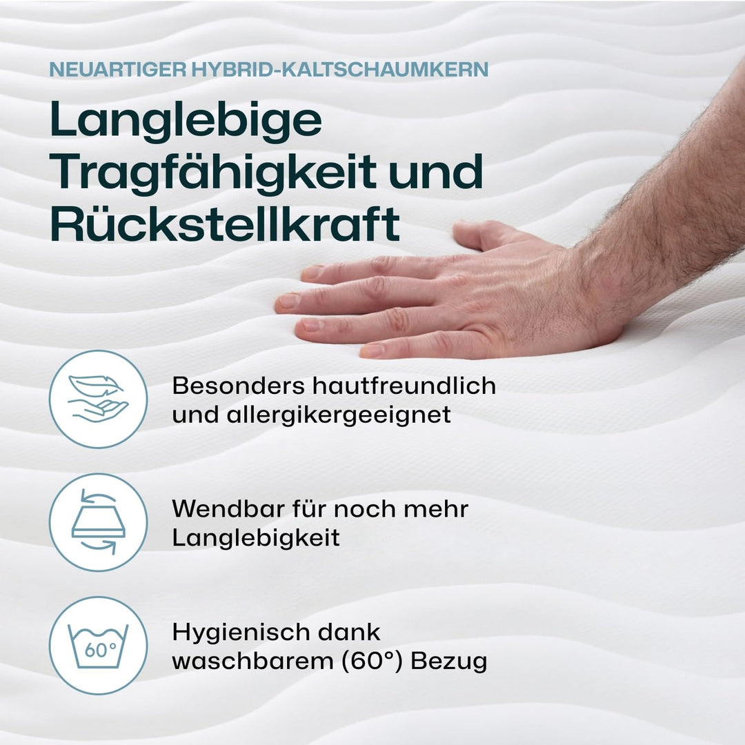 Kindermatratze 7-Zonen Kaltschaum 90x200 cm H1/H2 allergikerfreundlich - Bild 5