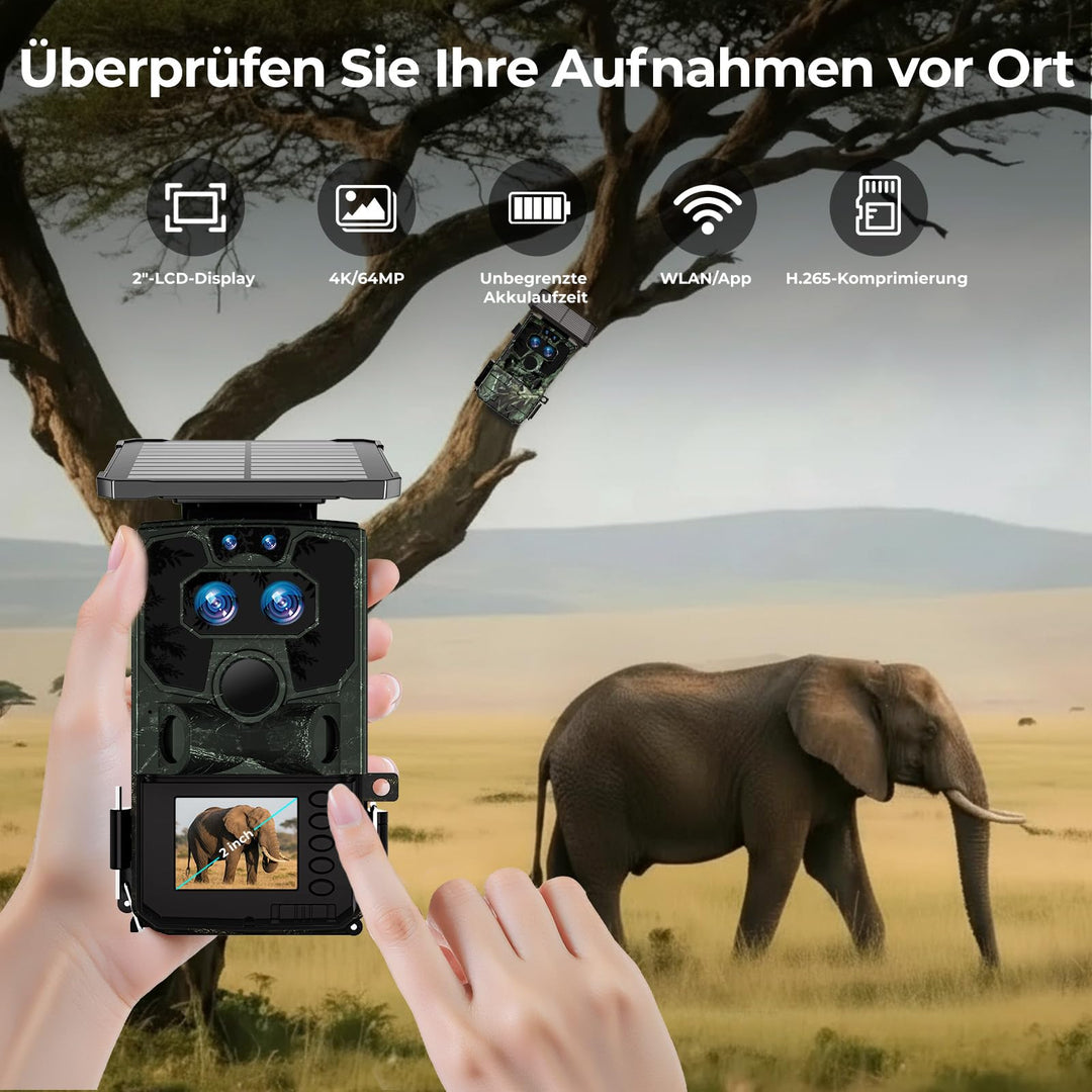 Solar-Wildkamera WLAN Dualobjektiv 60MP 4K Starlight-Nachtsicht - Bild 7
