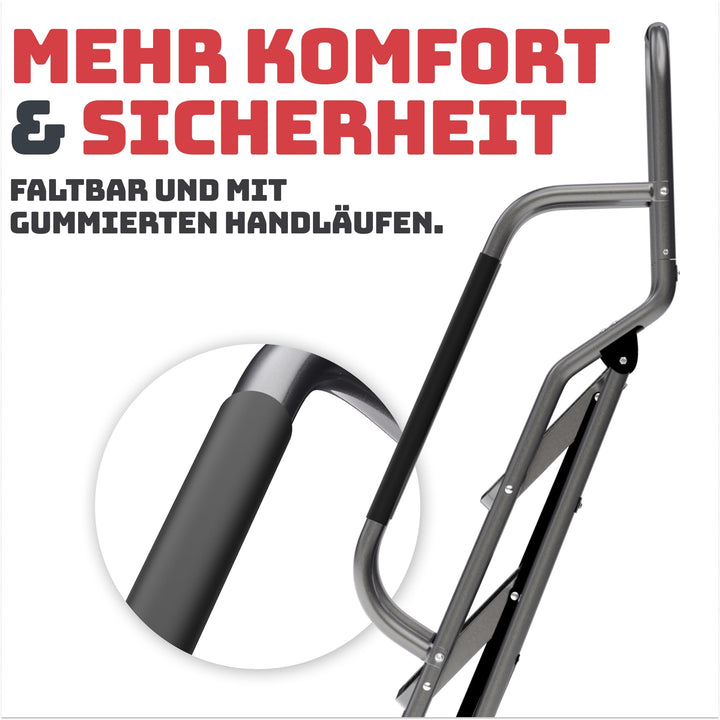 Trittleiter 3 Stufen klappbar mit Handlauf TÜV 150 kg Anthrazit - Bild 3