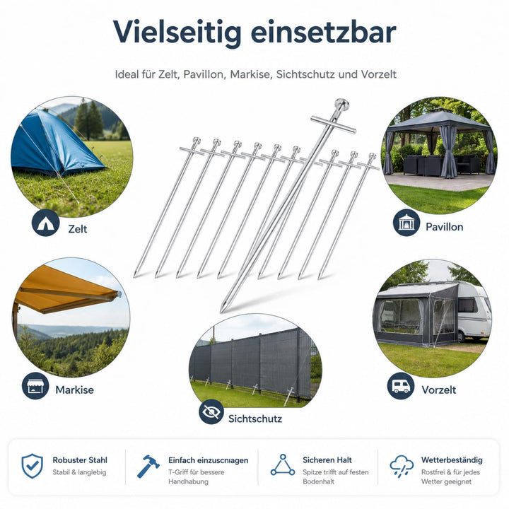 Zelt-Heringe Stahl Kreuzprofil 23 cm für harte Böden, 45 Stück - Bild 7