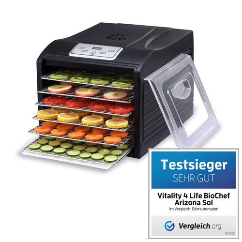 Dörrgerät 6 Einschübe Edelstahl mit Timer und Thermostat