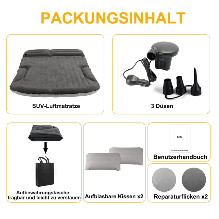 Auto Luftmatratze SUV doppelseitig beflockt mit 2 Kissen &amp; Pumpe - Bild 8