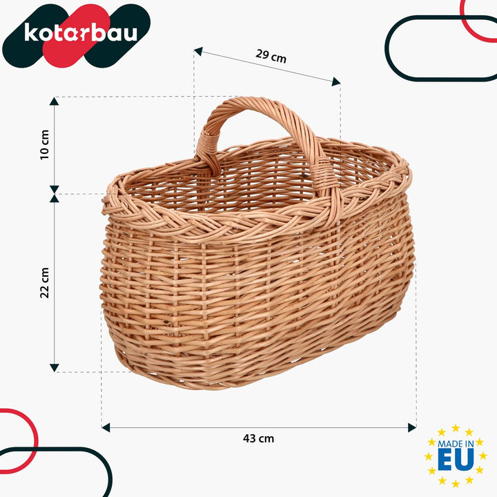 Henkelkorb Weidengeflecht Natur 43x29x22 cm für Einkauf und Picknick - Bild 3