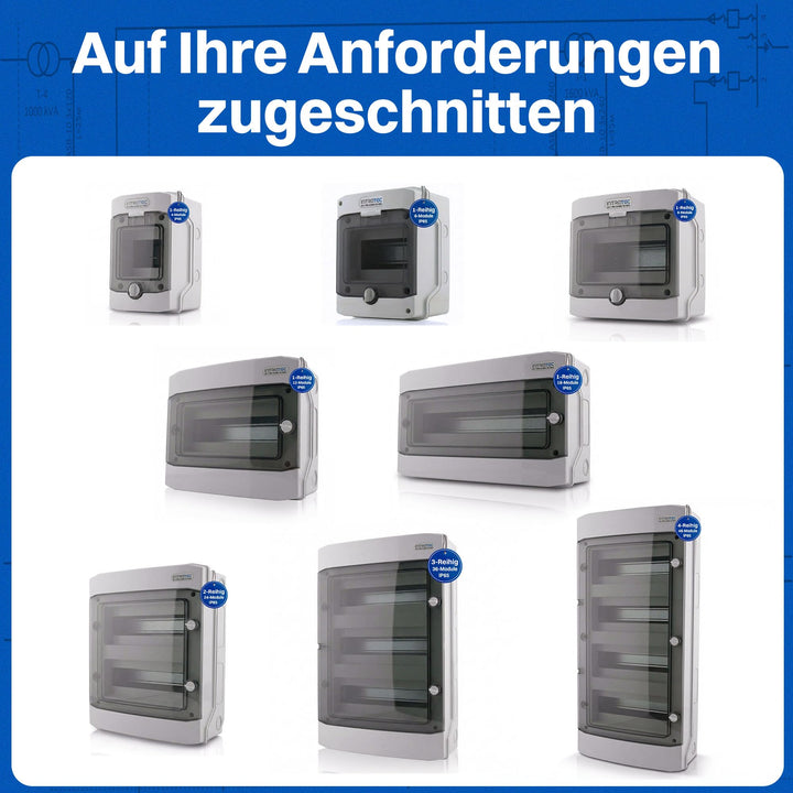 Aufputz-Verteilerkasten IP65 4-reihig 48 Module für Aussen &amp; Feuchtraum - Bild 7
