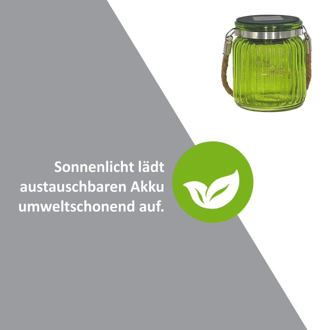 Solar Gartenlaterne Einmachglas-Stil 6er Set 10 LEDs grün - Bild 4