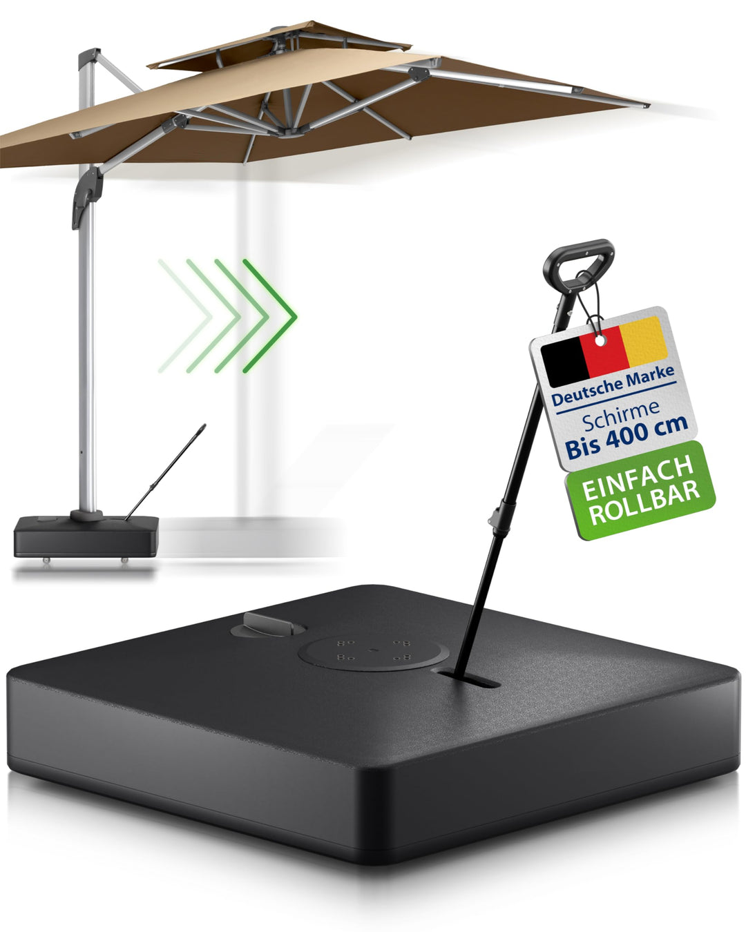 Sonnenschirmständer rollbar befüllbar 162 kg für Ampelschirme 84x84cm