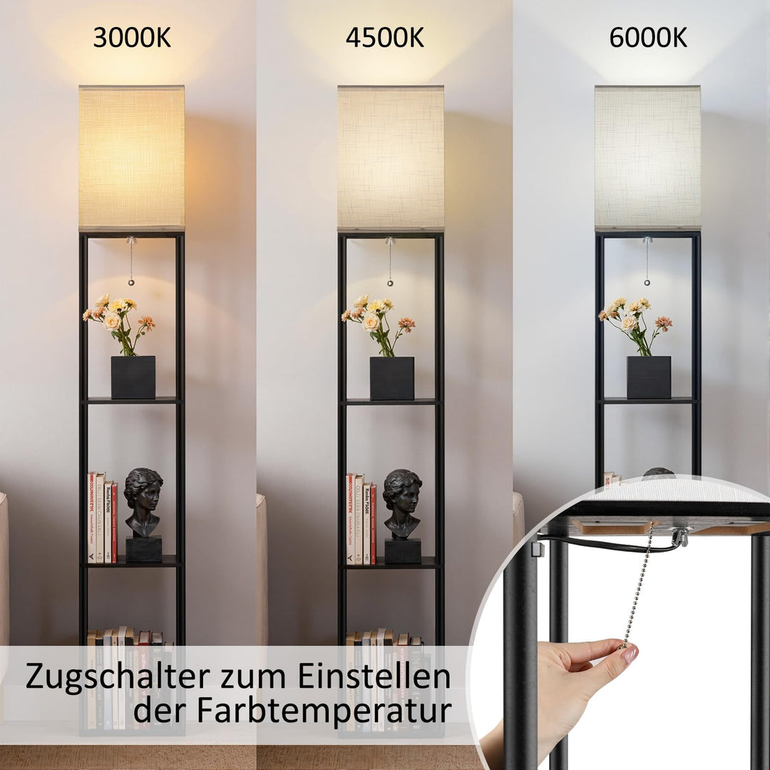 Stehlampe mit Regal Vintage Schwarz 9W LED 3 Farbtemperaturen - Bild 2