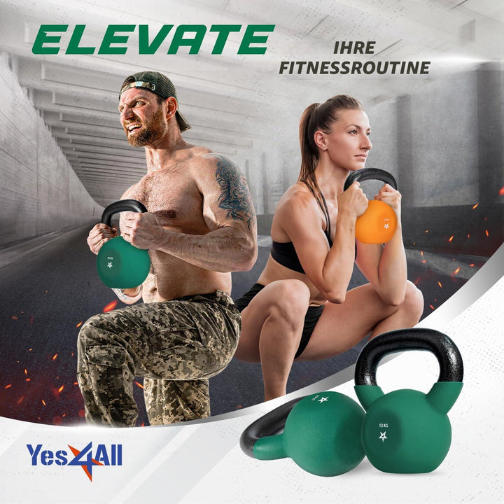 Kettlebell Gusseisen neoprenbeschichtet 12 kg für Krafttraining - Bild 7