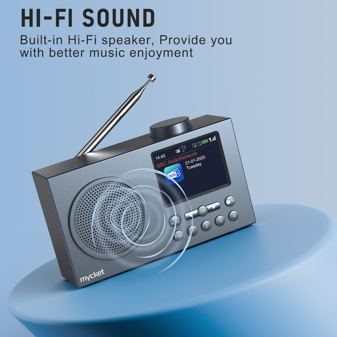 DAB+ Radio tragbar Bluetooth 5.0 UKW 2200mAh Akku Dual Wecker - Bild 4