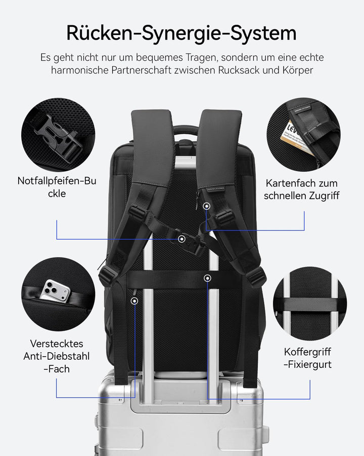 Laptop Rucksack 17.3 Zoll wasserabweisend mit USB-Anschluss Herren - Bild 4