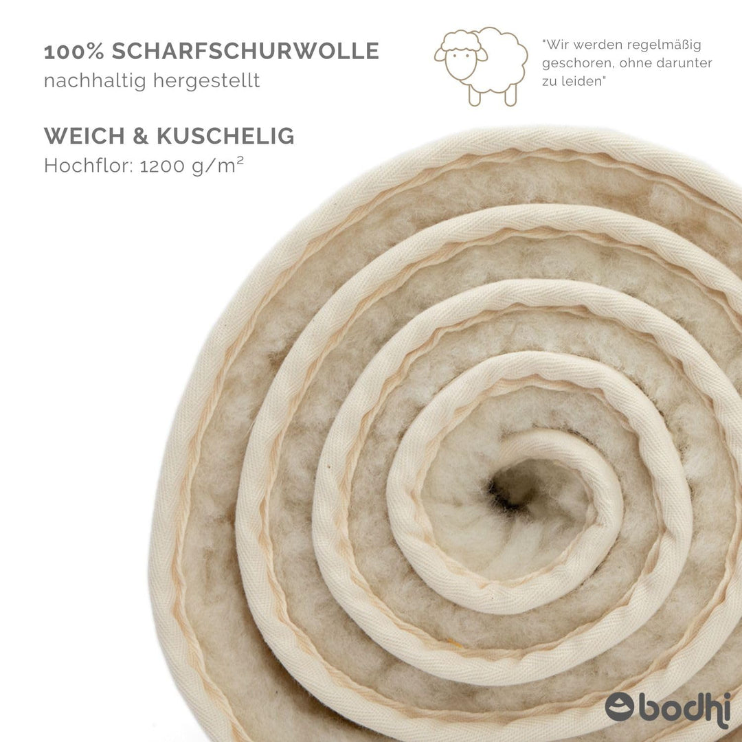 Schurwoll-Yogamatte 200x90 cm umsäumt 100% Schafwolle rutschfest - Bild 4