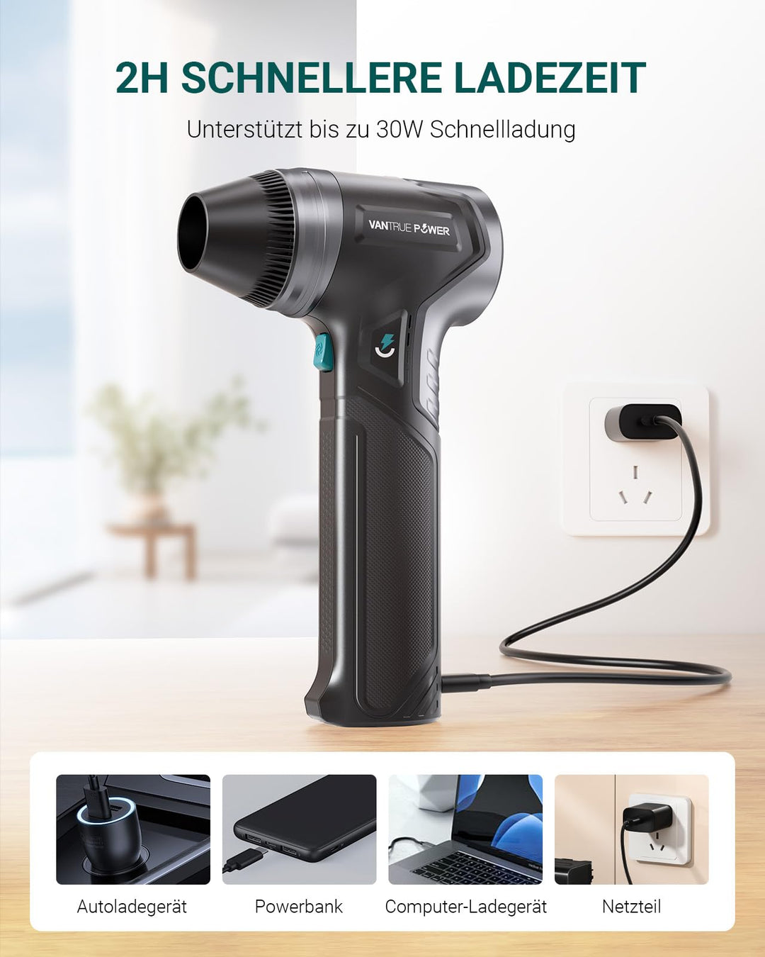 Elektrischer Druckluftgebläse 800g kabellos wiederaufladbar USB-C - Bild 6