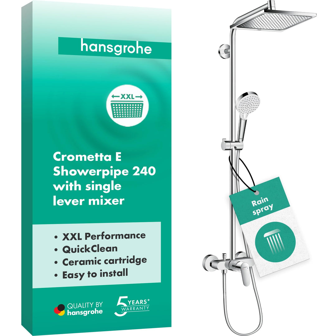 Duschsystem Unterputz Chrom 240x240mm Regendusche mit Einhebelmischer