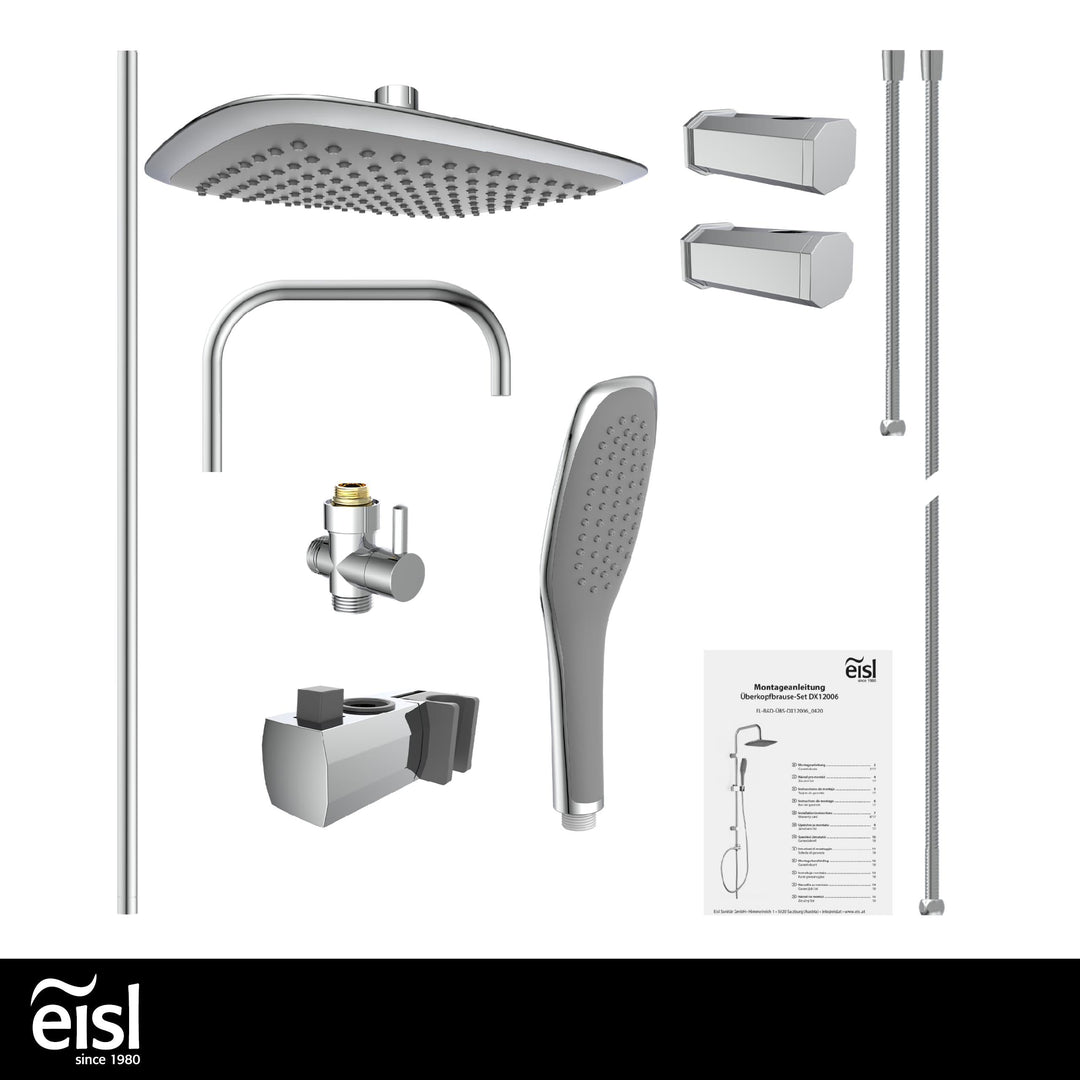 Duschset 2-in-1 mit Regendusche 250x200mm und Handbrause Chrom - Bild 9