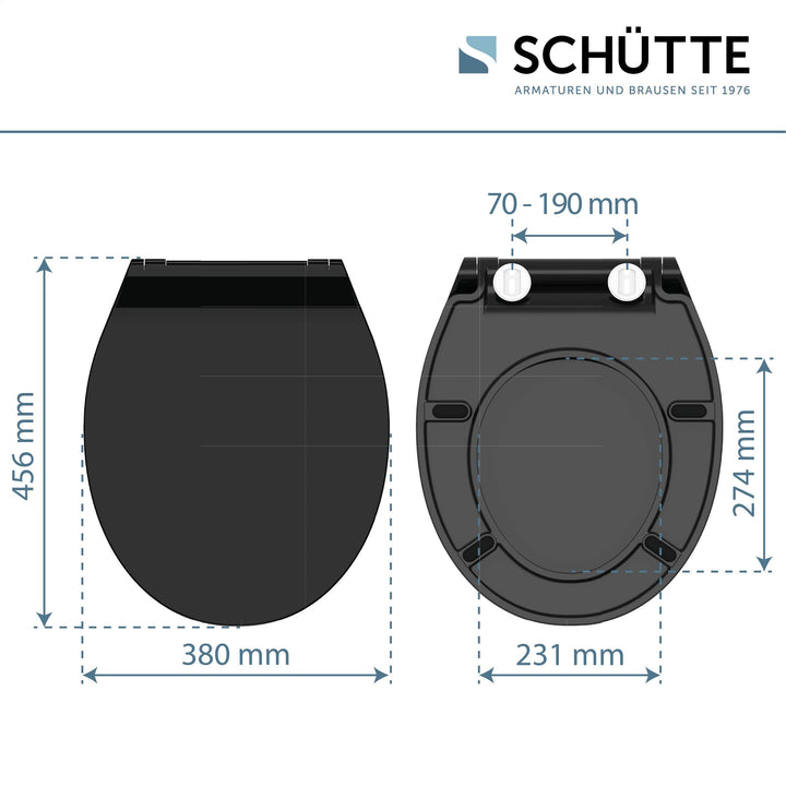 WC-Sitz Duroplast Slim mit Absenkautomatik &amp; Schnellverschluss, Schwarz - Bild 6