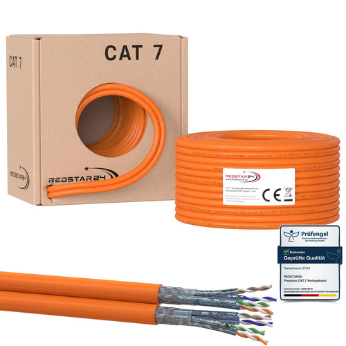 Netzwerkkabel CAT7 S/FTP Duplex Verlegekabel 50m halogenfrei