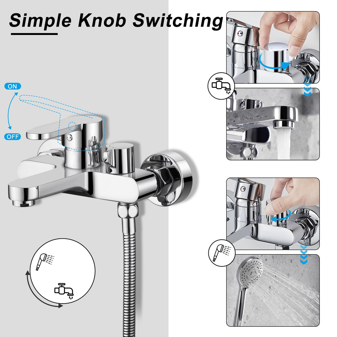 Wannenarmatur mit Handbrause 3 Strahlarten Chrom Einhebel - Bild 2