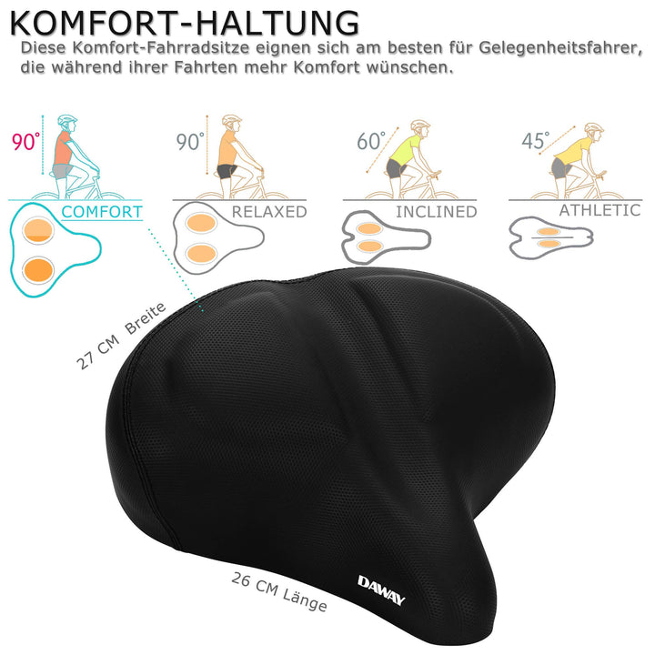 Fahrradsattel Extra Breit Memory-Schaum mit Dual-Federung Universal - Bild 2
