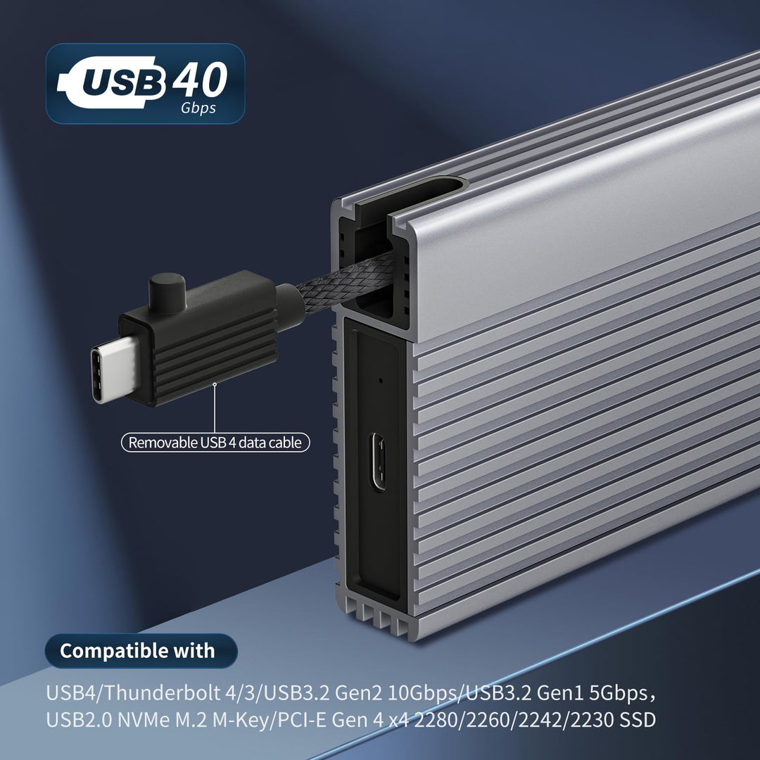 M.2 NVMe SSD Gehäuse USB4 40Gbps Aluminium werkzeuglos - Bild 3