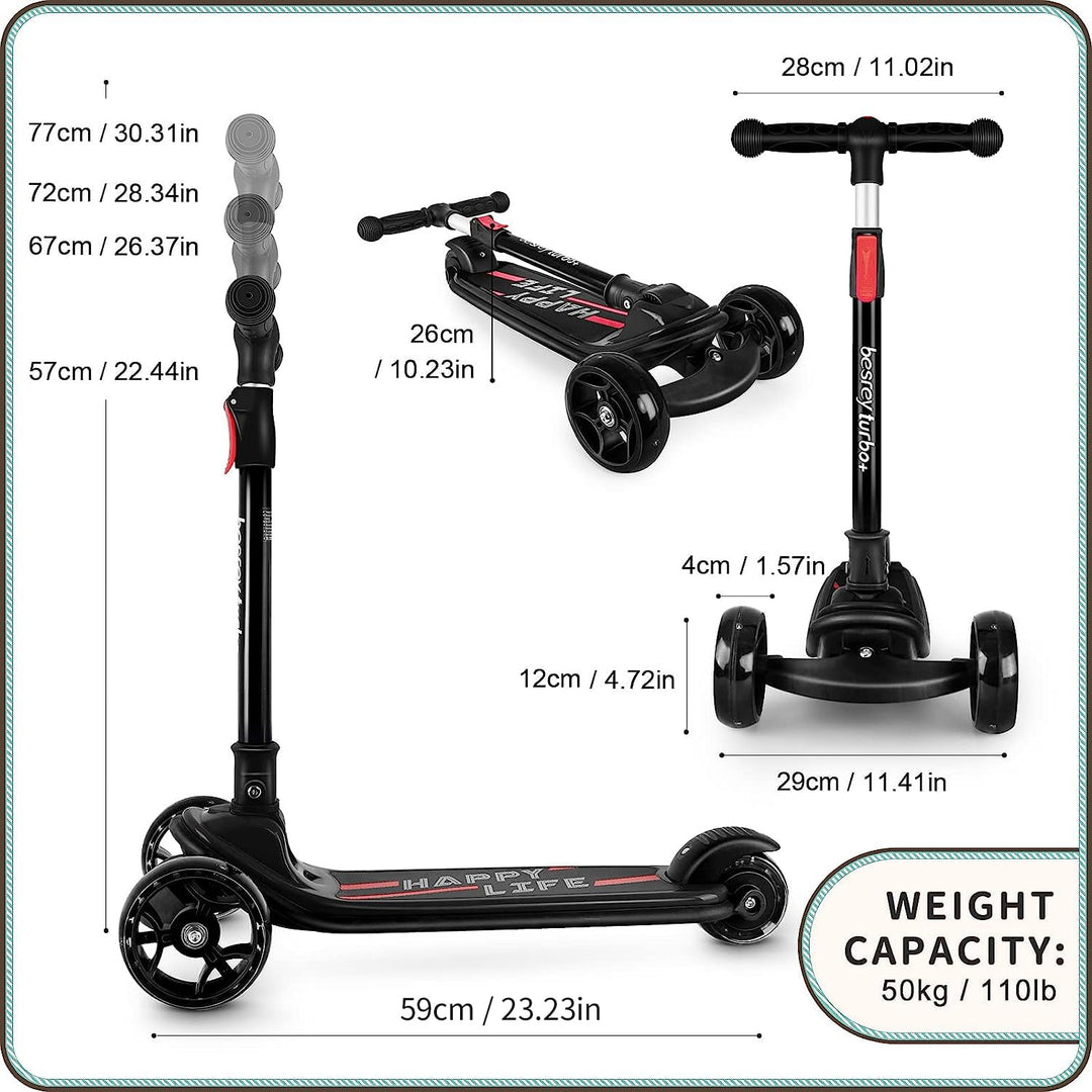 Dreirad-Scooter Kinder faltbar höhenverstellbar LED-Räder bis 50 kg - Bild 8