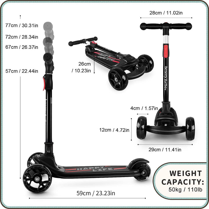 Dreirad-Scooter Kinder faltbar höhenverstellbar LED-Räder bis 50 kg - Bild 8