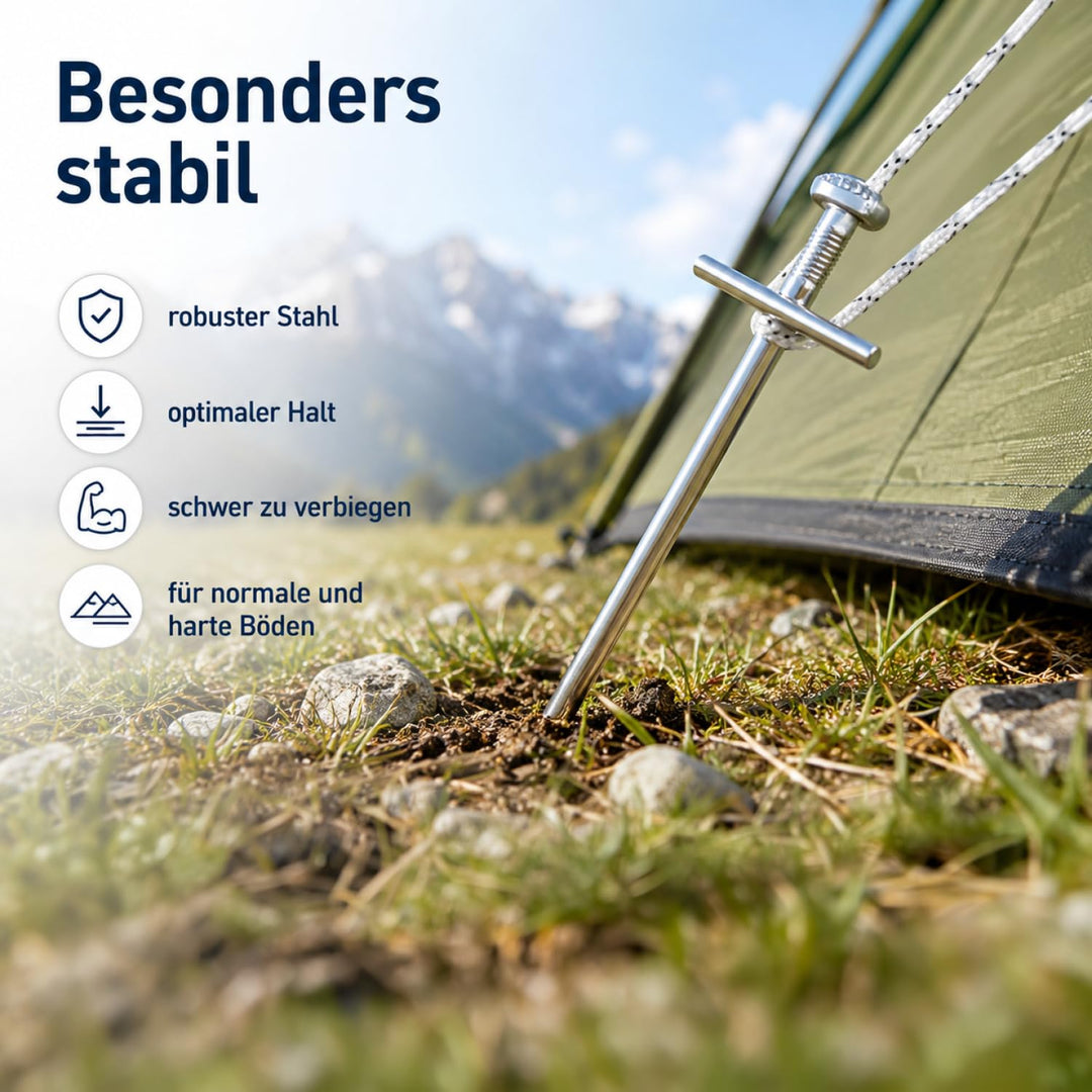 Zelt-Heringe Stahl Kreuzprofil 23 cm für harte Böden, 45 Stück - Bild 3