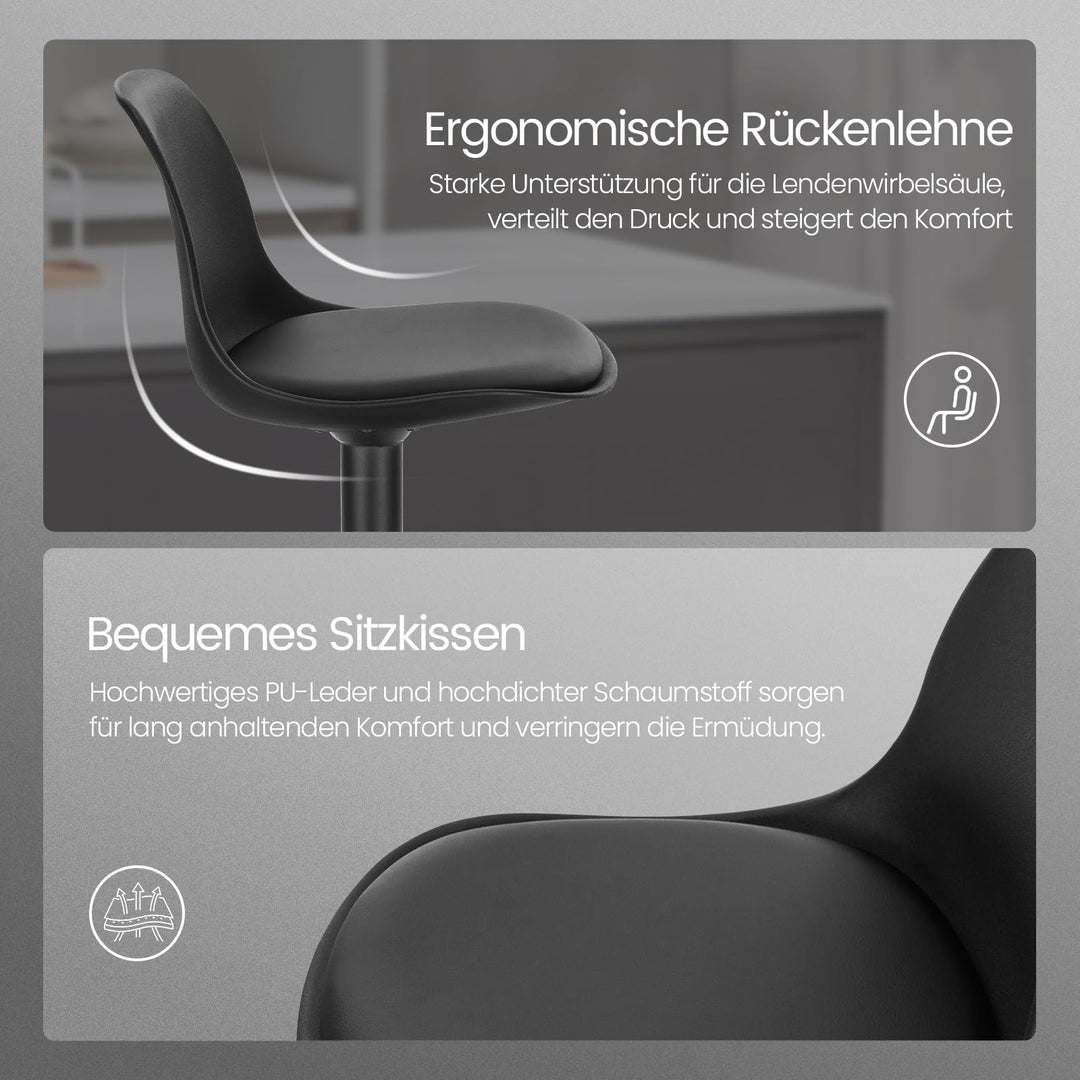 Barhocker 2er-Set PU-Kunstleder 360° drehbar höhenverstellbar mit Rückenlehne - Bild 5