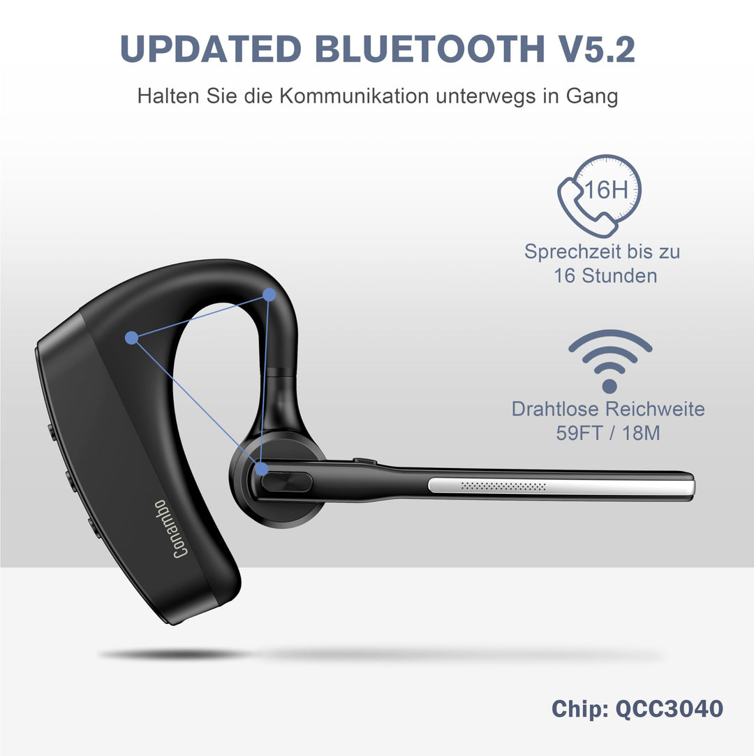 Bluetooth Headset In-Ear 80h Akkulaufzeit CVC 8.0 ENC Mikrofon - Bild 4