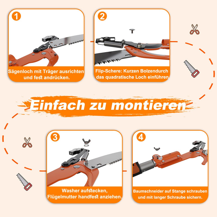 Teleskop-Astsäge Aluminium 1,5–6 m für Baumbeschneidung - Bild 4