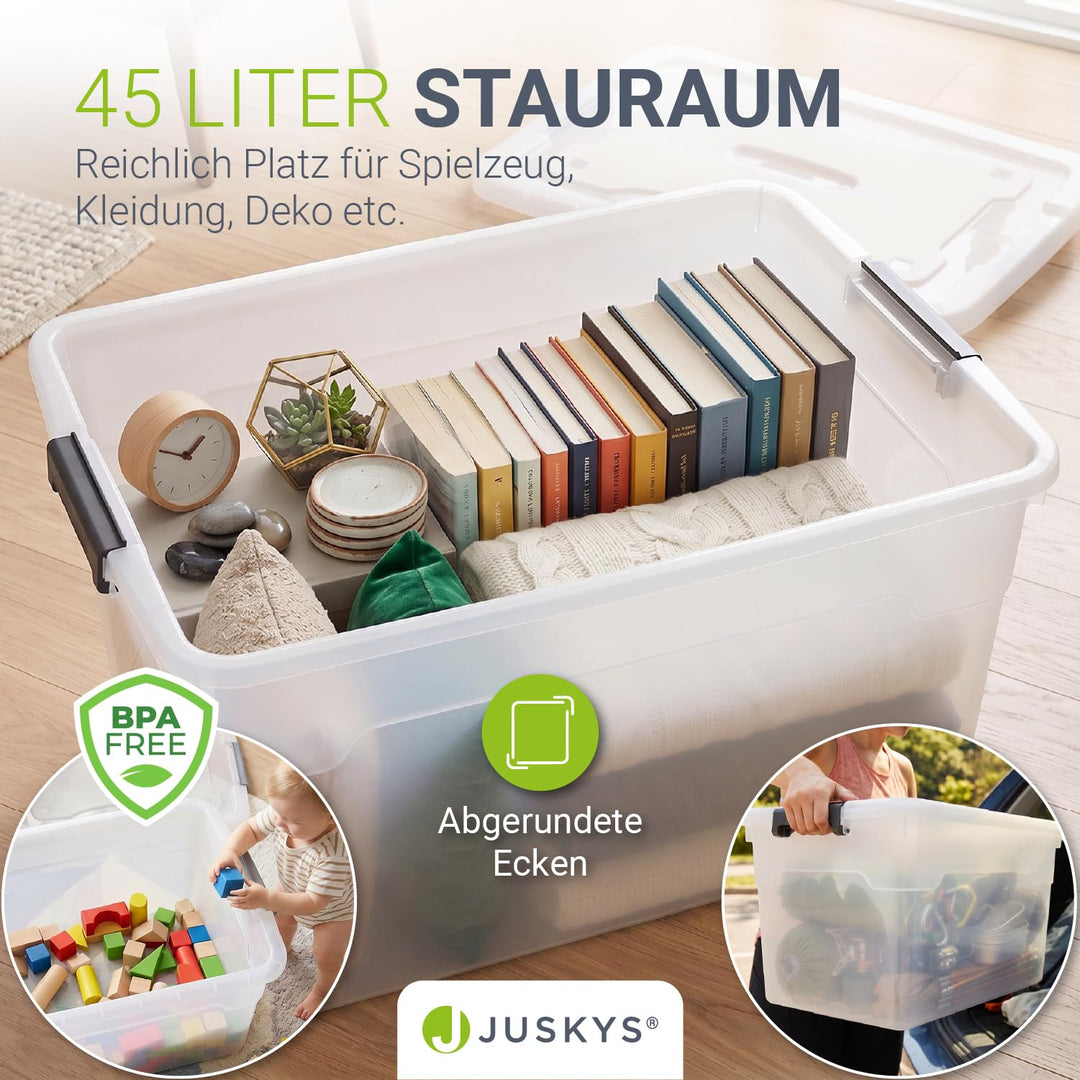 Aufbewahrungsbox mit Deckel 45 L transparent stapelbar 6er Set - Bild 6