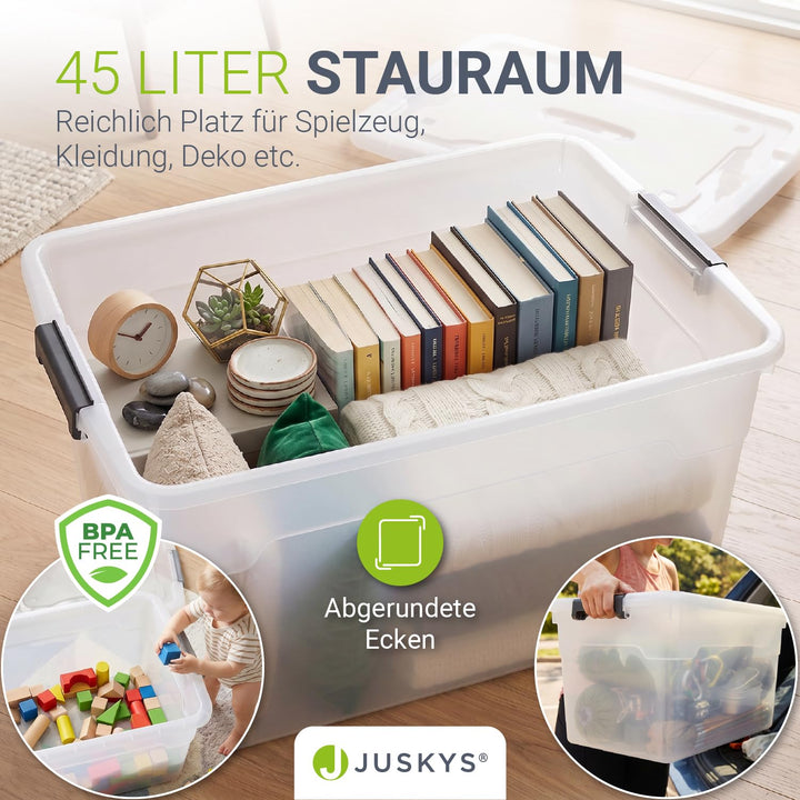 Aufbewahrungsbox mit Deckel 45 L transparent stapelbar 6er Set - Bild 6