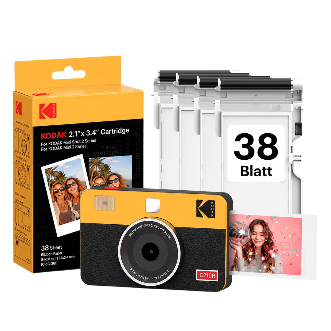 Sofortbildkamera 2-in-1 mit Fotodrucker 4PASS Bluetooth 38 Blatt Gelb