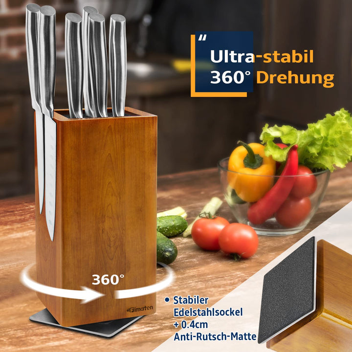 Messerblock magnetisch 360° drehbar Akazienholz ohne Messer - Bild 2