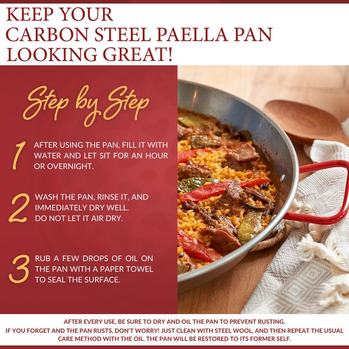 Paella Pfanne Karbonstahl 55 cm für 7–12 Personen - Bild 4