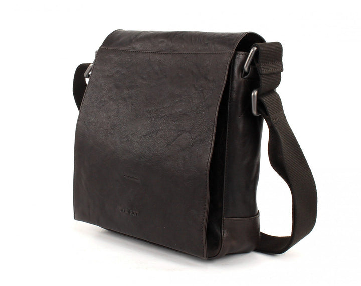 Umhängetasche Leder Vintage 25 cm mit Laptopfach Dunkelbraun - Bild 2