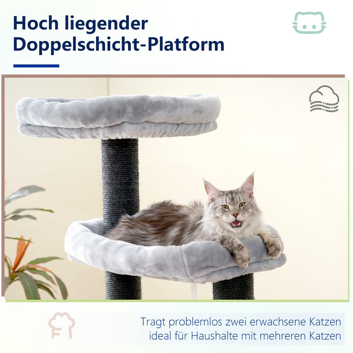 Kratzbaum XXL Sisal 168 cm für grosse Katzen mit Hängematte