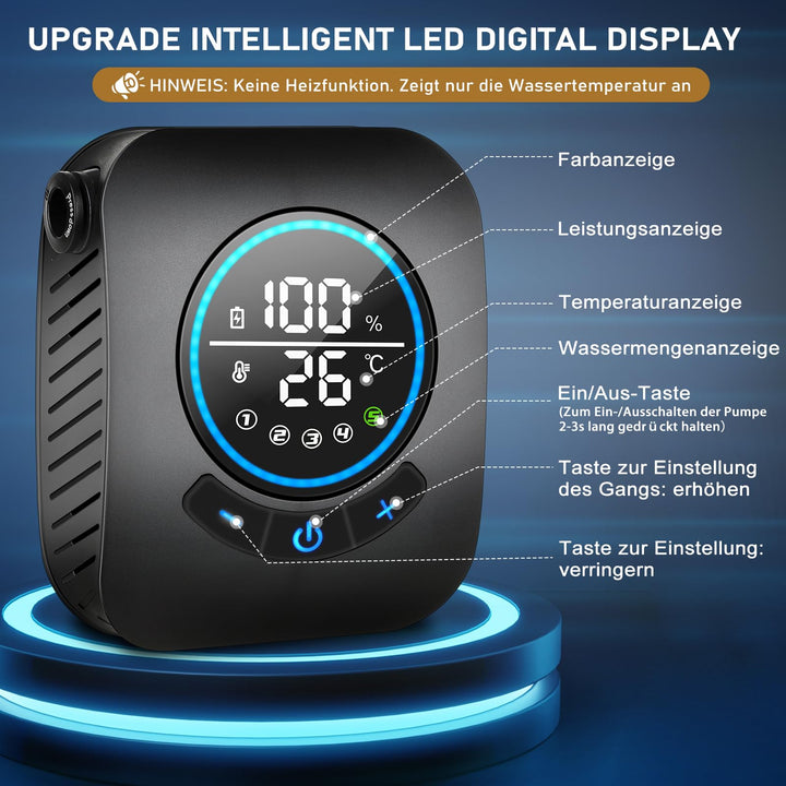 Campingdusche tragbar mit Pumpe 8000mAh Akku IPX8 LED-Display - Bild 3