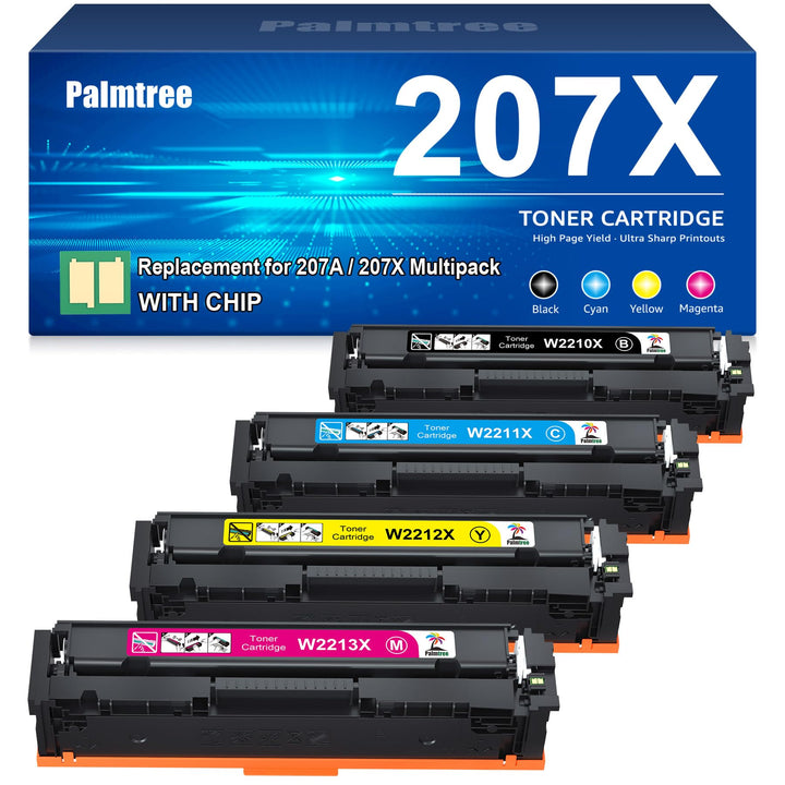 Toner kompatibel HP 207X Schwarz + Farbe 4er-Pack mit Chip