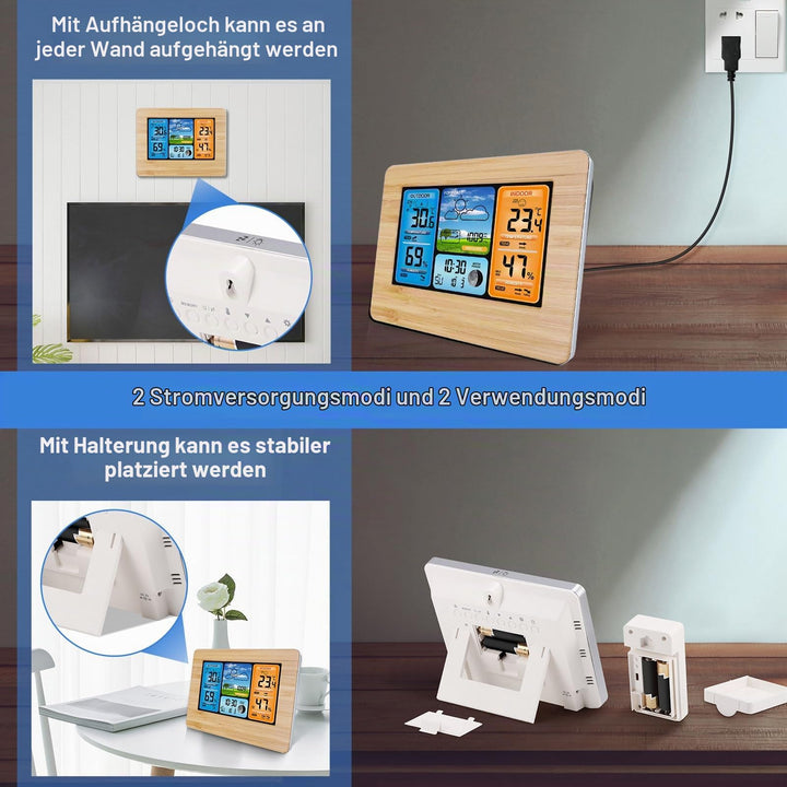 Funkwetterstation Farbdisplay mit Außensensor, Wecker &amp; Luftdruck - Bild 4