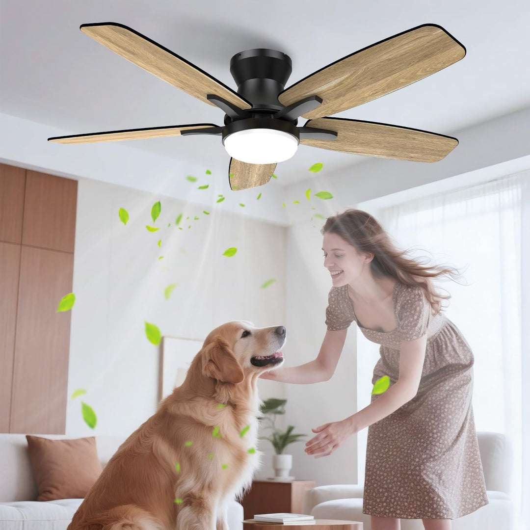 Deckenventilator mit LED-Licht 106 cm leise DC-Motor wendbare Flügel