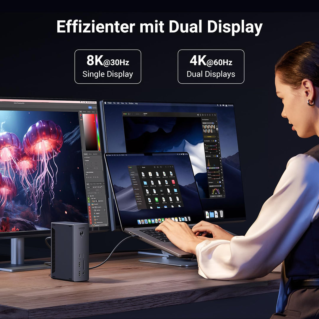 Thunderbolt 4 Dockingstation 13-in-1 40Gbps Dual 4K 90W Aufladung - Bild 4